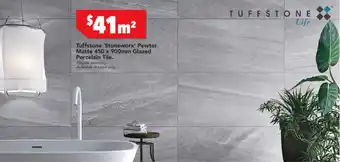 Harvey Norman Tuffstone 'Stoneworx' Pewter Matte 450 x 900mm Glazed Porcelain Tile offer