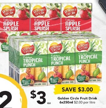 Drakes Golden Circle Fruit Drink 6x250ml offer
