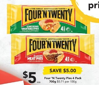 Drakes Four 'N Twenty Pies 4 Pack 700g offer