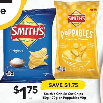 Drakes Smith's Crinkle Cut Chips 150g-170g or Poppables 90g offer