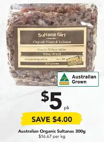 Australian Organic Sultanas 300g
