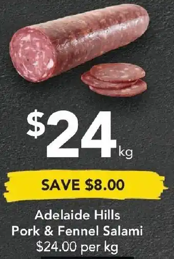 Drakes Adelaide Hills Pork & Fennel Salami offer
