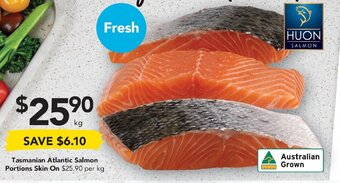 Drakes Tasmanian Atlantic Salmon Portions Skin On offer