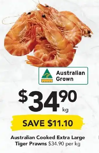 Drakes Australian Cooked Extra Large Tiger Prawns offer