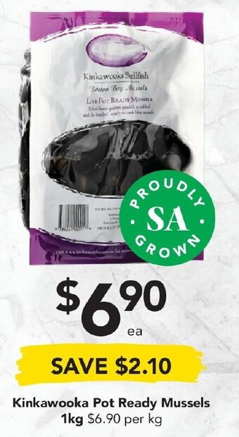 Drakes Kinkawooka Pot Ready Mussels 1kg offer