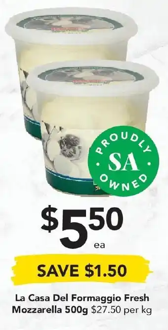 Drakes La Casa Del Formaggio Fresh Mozzarella 500g offer