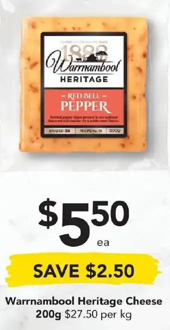 Drakes Warrnambool Heritage Cheese 200g offer