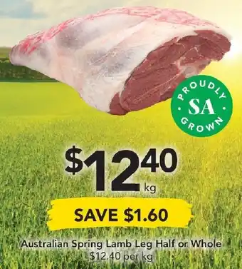 Drakes Australian Spring Lamb Leg Half or Whole offer