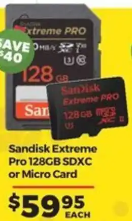 Teds Cameras Sandisk Extreme Pro 128GB SDXC or Micro Card offer