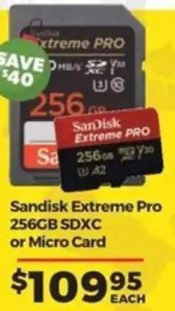 Teds Cameras Sandisk Extreme Pro 256GB SDXC or Micro Card offer