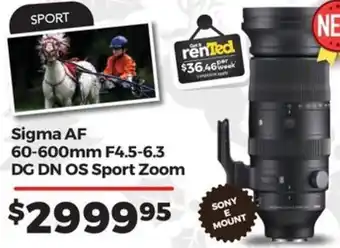 Teds Cameras Sigma AF 60-600mm F4.5-6.3 DG DN OS Sport Zoom offer