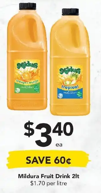 Drakes Mildura Fruit Drinks 2lt offer