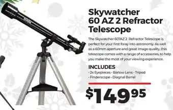 Teds Cameras Skywatcher 60 AZ 2 Refractor Telescope offer