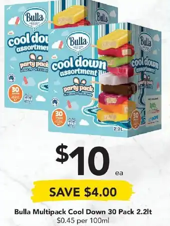 Drakes Bulla Multipack Cool Down 30 Pack 2,2lt offer