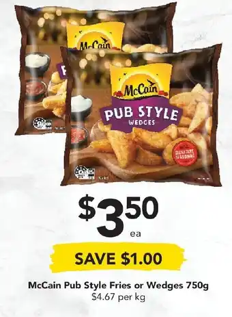 Drakes McCain Pup Style Fries or Wedges 750g offer