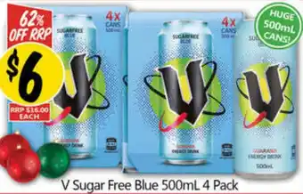 NQR V Sugar Free Blue 500mL 4 Pack offer