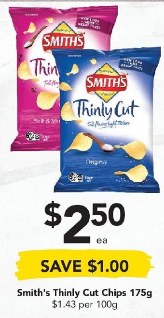 Drakes Smith's Thinly Cut Chips 175g offer