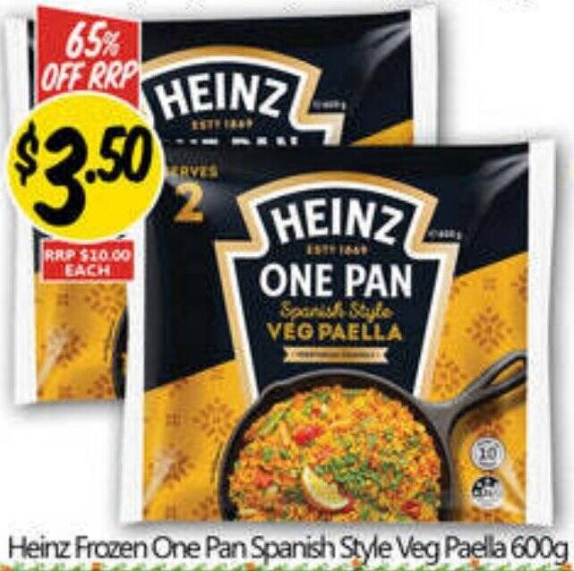 Heinz Frozen One Pan Spanish Style Veg Paella 600g offer at NQR