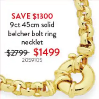 Goldmark 9ct 45cm solid belcher bolt ring necklet offer