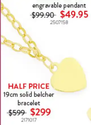 Goldmark 19cm solid belcher bracelet offer