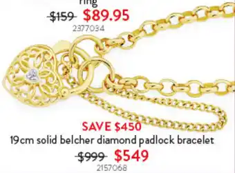 Goldmark 19cm solid belcher diamond padlock bracelet offer