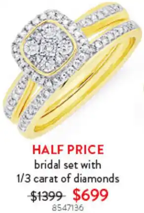 Goldmark bridal set with 1/3 carat of diamonds offer