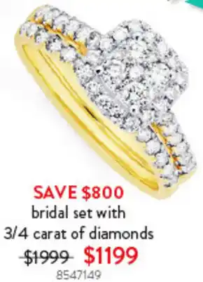 Goldmark bridal set with 3/4 carat of diamonds offer