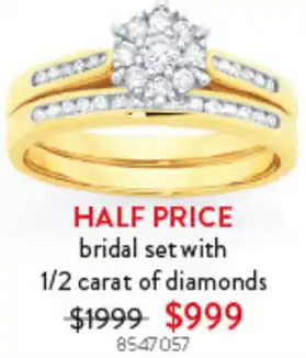 Goldmark bridal set with 1/2 carat of diamonds offer