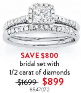 Goldmark bridal set with 1/2 carat of diamonds offer
