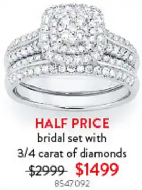 Goldmark bridal set with 3/4 carat of diamonds offer