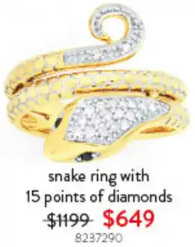 Goldmark snake ring with 15 points of diamonds offer