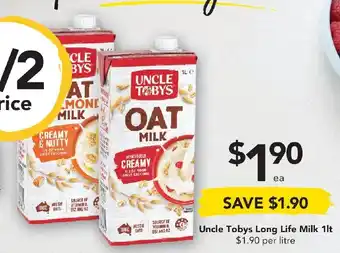 Drakes Uncle Tobys Long Life Milk 1lt offer