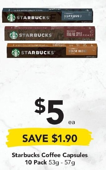 Drakes Starbucks Coffee Capsules 10 Pack 53g - 57g offer