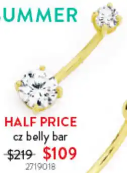 Goldmark cz belly bar offer