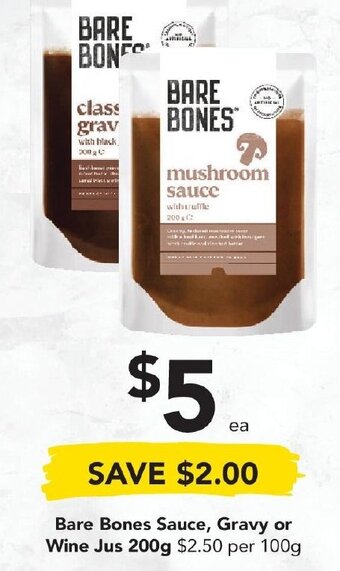 Drakes Bare Bones Sauce, Gravy or Wine Jus 200g offer