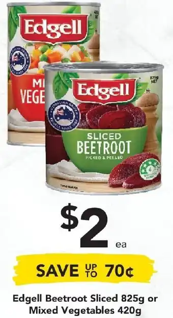 Drakes Edgell Beetroot Sliced 825g or Mixed Vegetables 420g offer