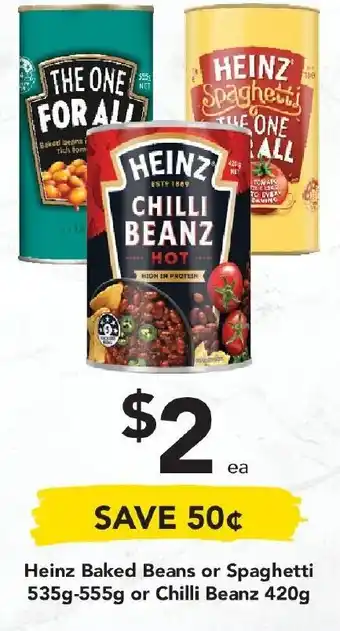 Drakes Heinz Baked Beans or Spaghetti 535g-55g or Chilli Beanz 420g offer