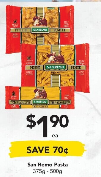 Drakes San Remo Pasta 375g - 500g offer