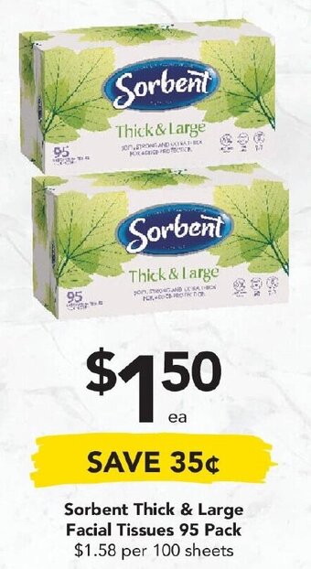 Drakes Sorbent Thick & Large Facial Tissues 95 Pack offer