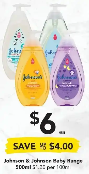 Drakes Johnson & Johnson Baby Range 500ml offer