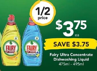 Drakes Fairy Ultra Concentrate Dishwashing Liquid 475ml - 495ml offer
