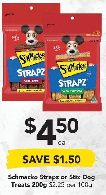 Drakes Schmacko Strapz or Stix Dog Treats 200g offer