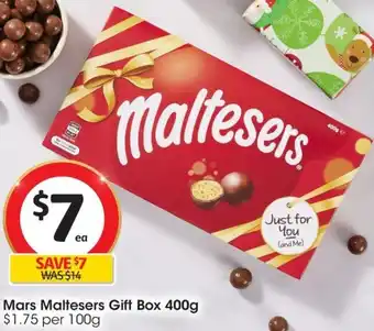 Coles Mars Maltesers Gift Box 400g offer