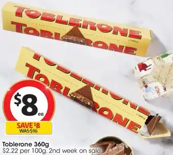 Coles Toblerone 360g offer