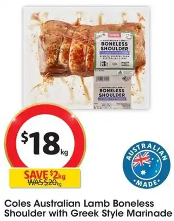 Coles Australian Lamb Boneless Shoulder with Greek Style Marinade