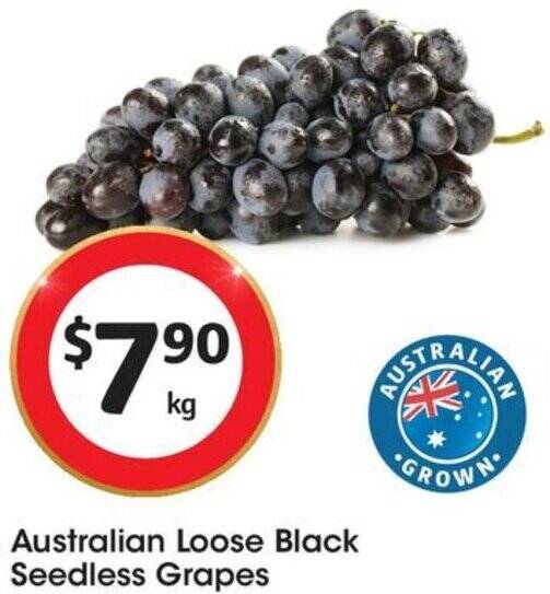 Australian Loose Black Seedless Grapes offer at Coles