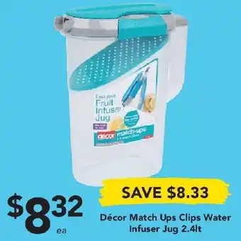 Drakes Décor Match Ups Clips Water Infuser Jug 2.4lt offer