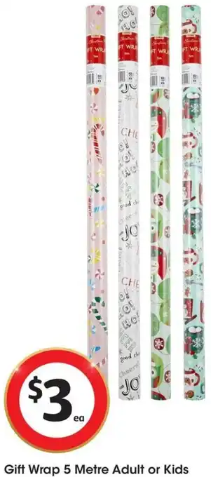 Coles Gift Wrap 5 Metre Adult or Kids offer
