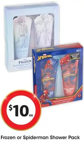 Coles Frozen or Spiderman Shower Pack offer