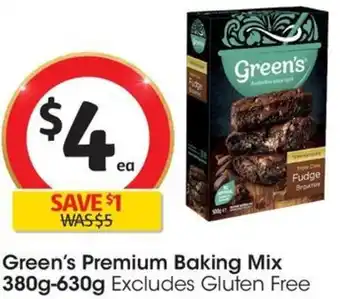 Coles Green's Premium Baking Mix 380g-630g offer